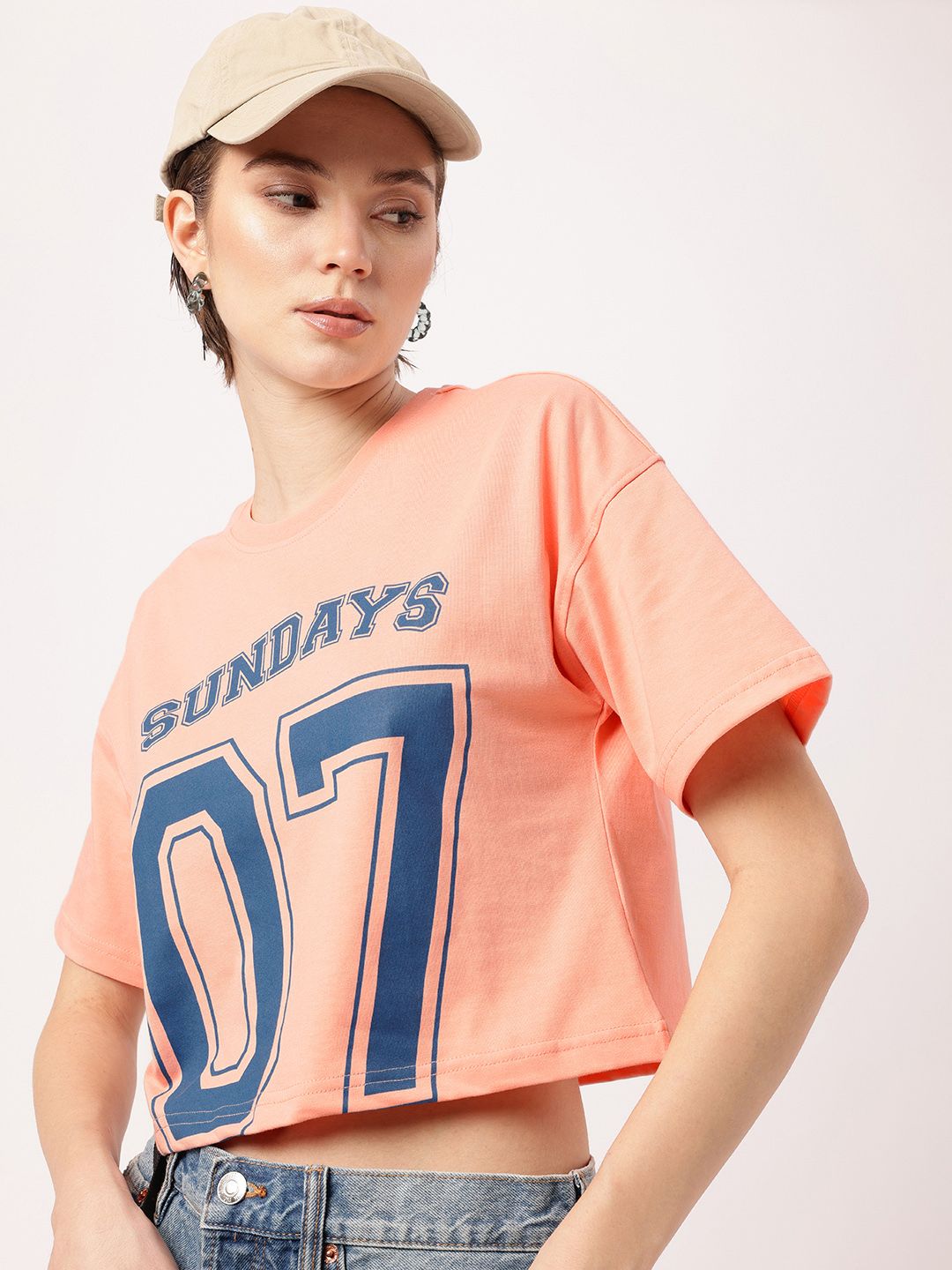 DressBerry Sporty Blend Printed Boxy Fit Crop T-Shirt