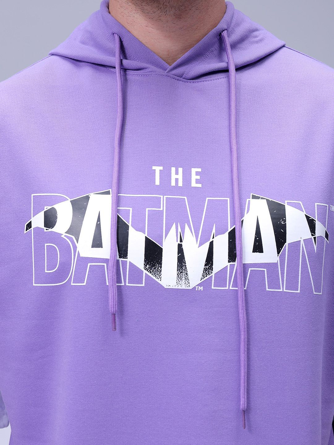 The Indian Garage Co Men Oversized Batman Printed Overhead Hooded Sweatshirt