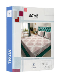 KLOTTHE Beige Ethnic Motifs Polycotton 300 TC King Fine Bedsheet with 2 Pillow Covers-98 x 89 inches
