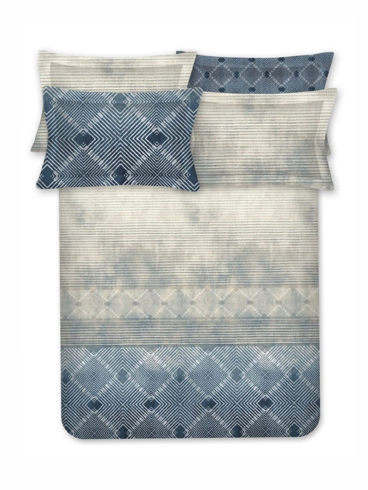 BOMBAY DYEING Urban Living Grey Printed Cotton 400 TC King Bedsheet with 4 Pillow Covers