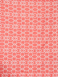 Myntra Elegant Homes Peach Geometric Cotton 300 TC Fitted King Cadar Halus dengan 2 Sarung Bantal-98 x 89 inci