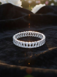 PANASH Women Brass American Diamond Silver-Plated Wraparound Bracelet