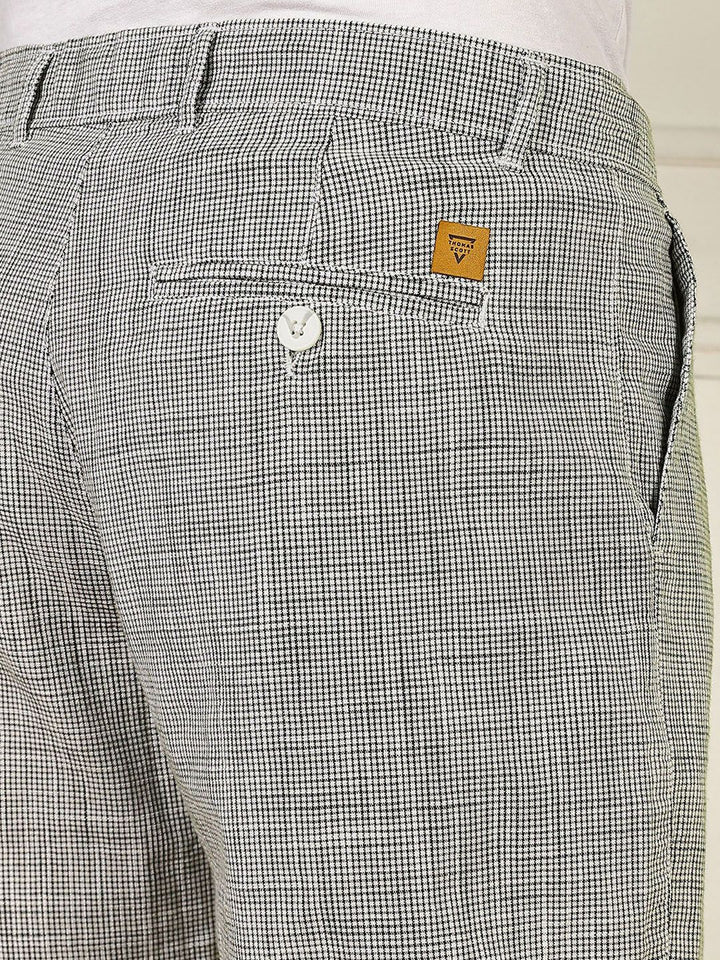 Thomas Scott Men Checked Linen Shorts