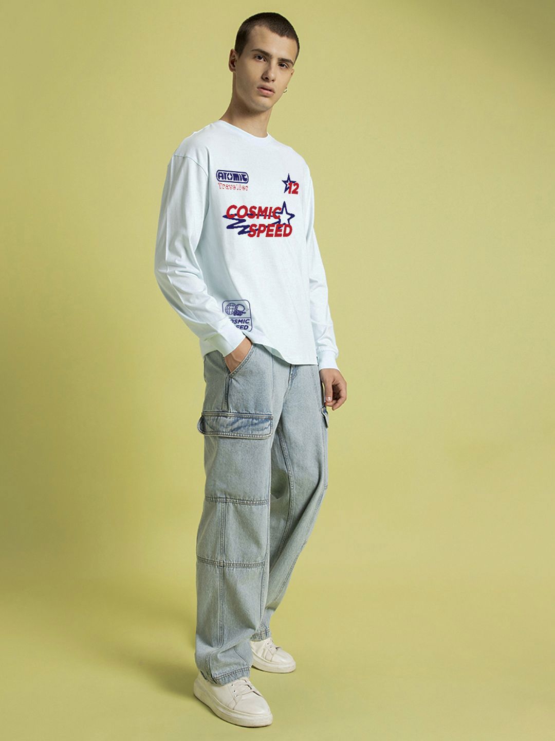 Bewakoof Men Typography Printed Round Neck Cotton Oversized T-shirt