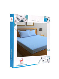 Myntra Elegant Homes Blue Chevron Polycotton 300 TC King Fine Bedsheet dengan 2 Sarung Bantal-98 x 87 inci