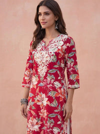 Rumah Wanita Chikankari Floral Printed Chikankari Floral Kurta