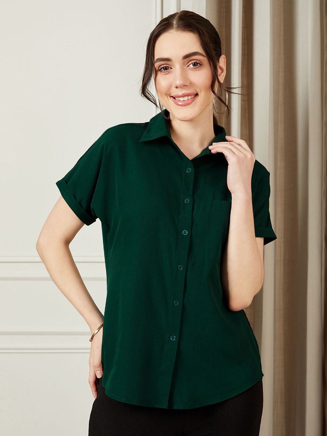 Berrylush Women Spread Collar Casual Shirt