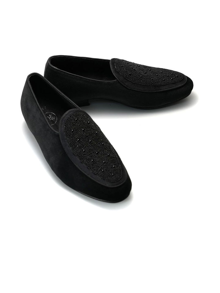 Monkstory Hand-Beaded Slip-ons - Black