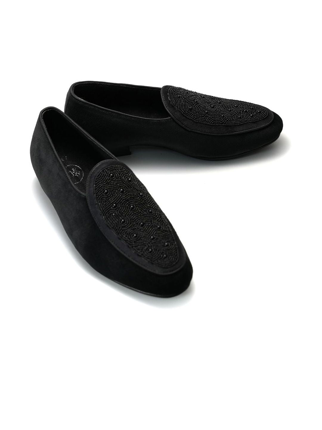 Monkstory Hand-Beaded Slip-ons - Black