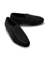 Monkstory Hand-Beaded Slip-ons - Black
