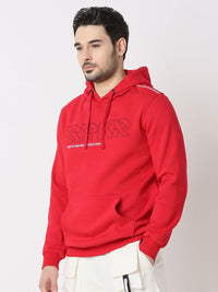SPYKAR Men Alphanumeric Printed Hooded Sweatshirt