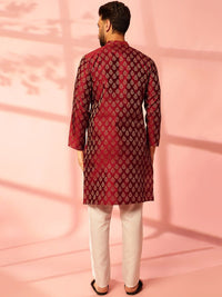 Anouk Ethnic Motifs Woven Design Mandarin Collar Straight Kurta