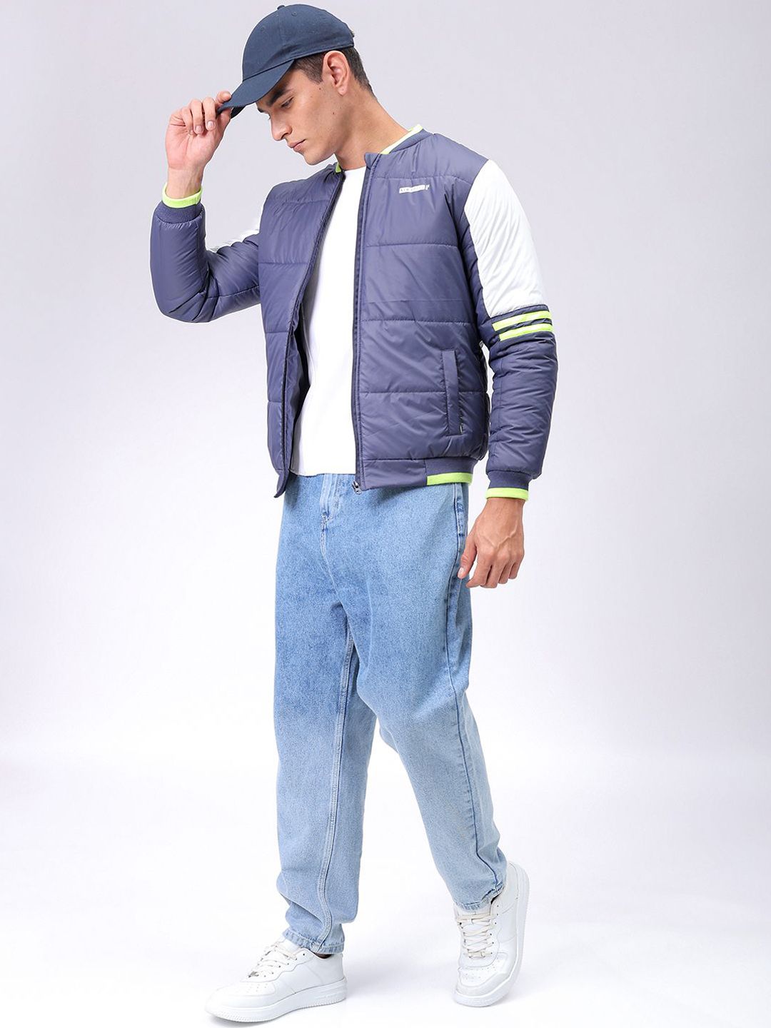 The Indian Garage Co Men Stand Collar Solid Casual Padded Jacket
