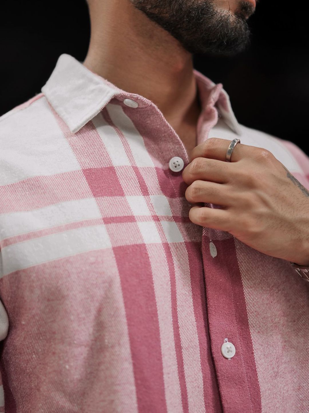 Powerlook Men Spread Collar Tartan Checked Casual Shirt