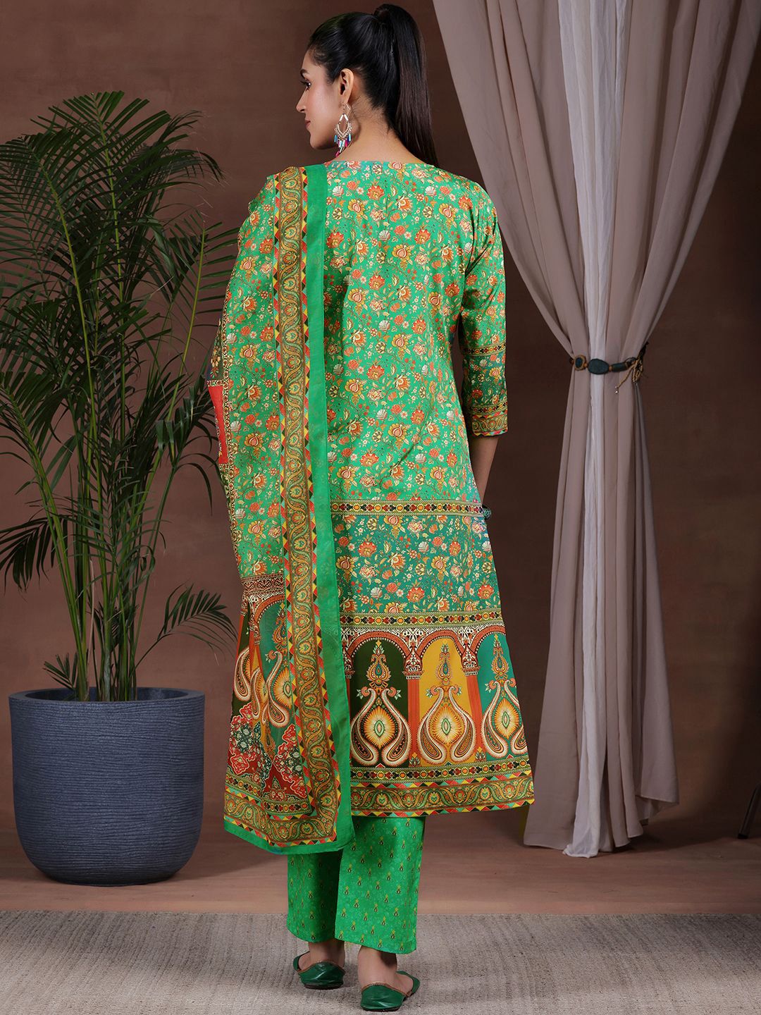 Libas Floral Printed Kurta with Trousers & Dupatta