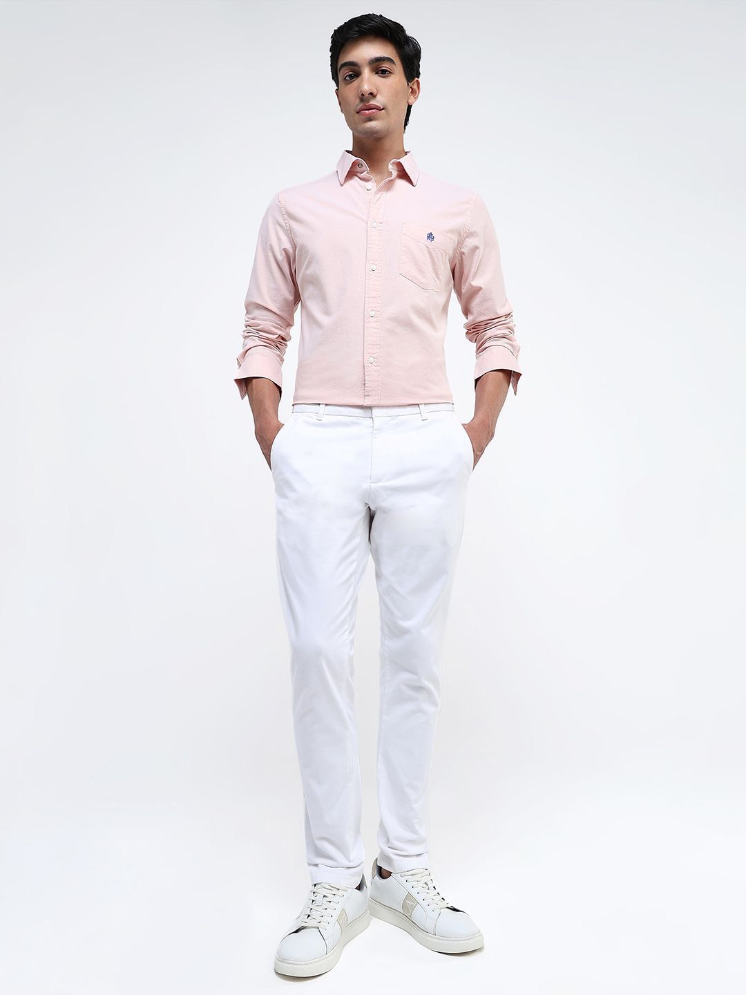 RARE RABBIT Men Comfort Spread Collar Solid Cotton Formal Shirt