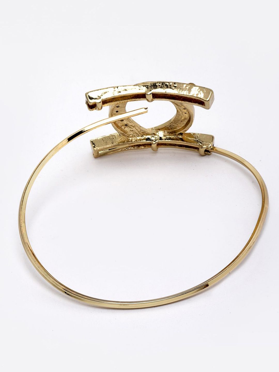 DressBerry Women Brass Cubic Zirconia Gold-Plated Kada Bracelet