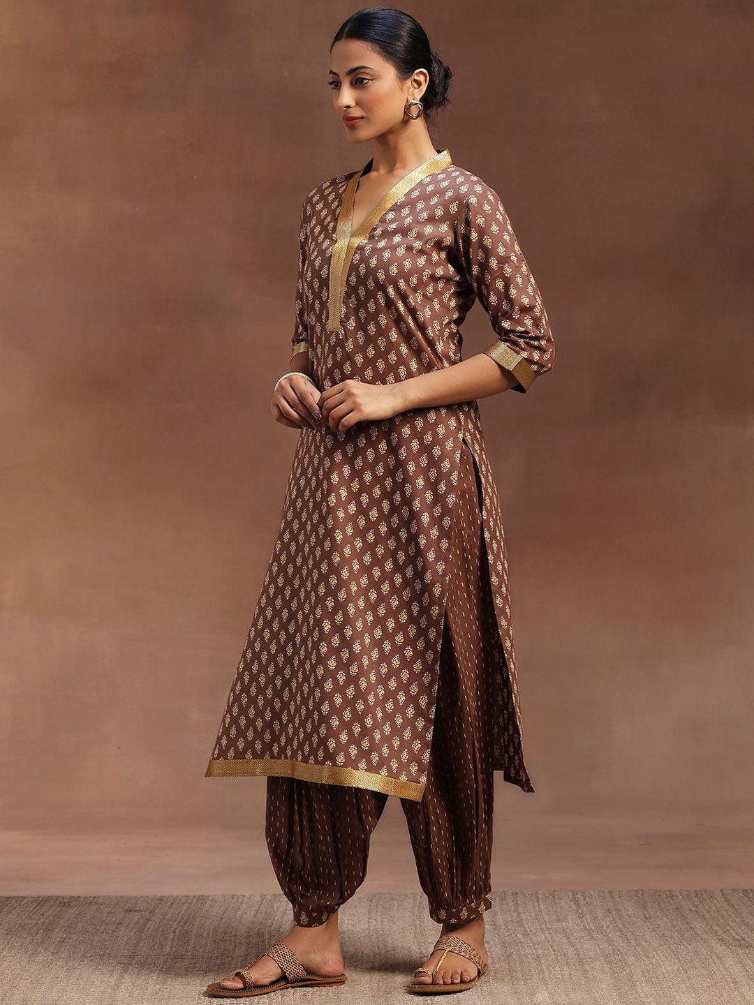 Libas Floral Printed Straight Gotta Patti Pure Cotton Kurta with Salwar & Dupatta