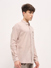 THE BEAR HOUSE Pure Cotton Button-Down Collar Solid Slim Fit Shirt