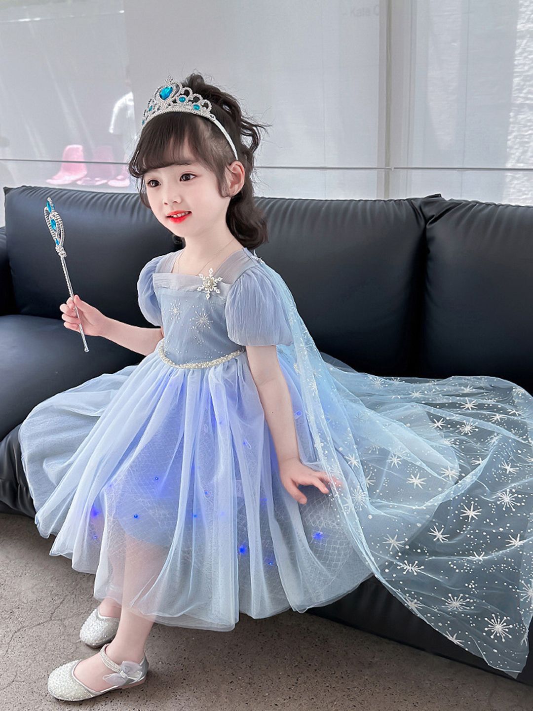 YK  Girls Embellished Sequined Gown Dress