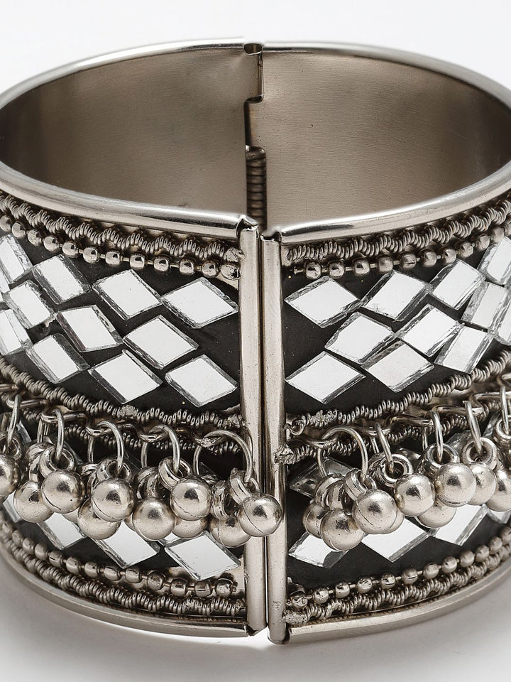 Anouk Silver-Plated Artificial Beaded Cuff Bracelet