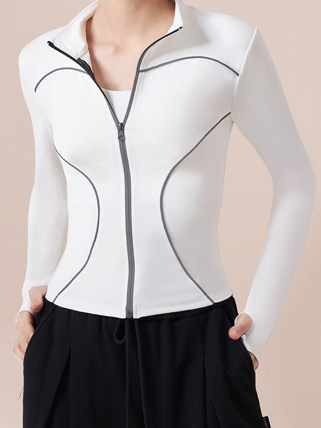 HRX by Hrithik Roshan Geometric Crop Biker Jacket