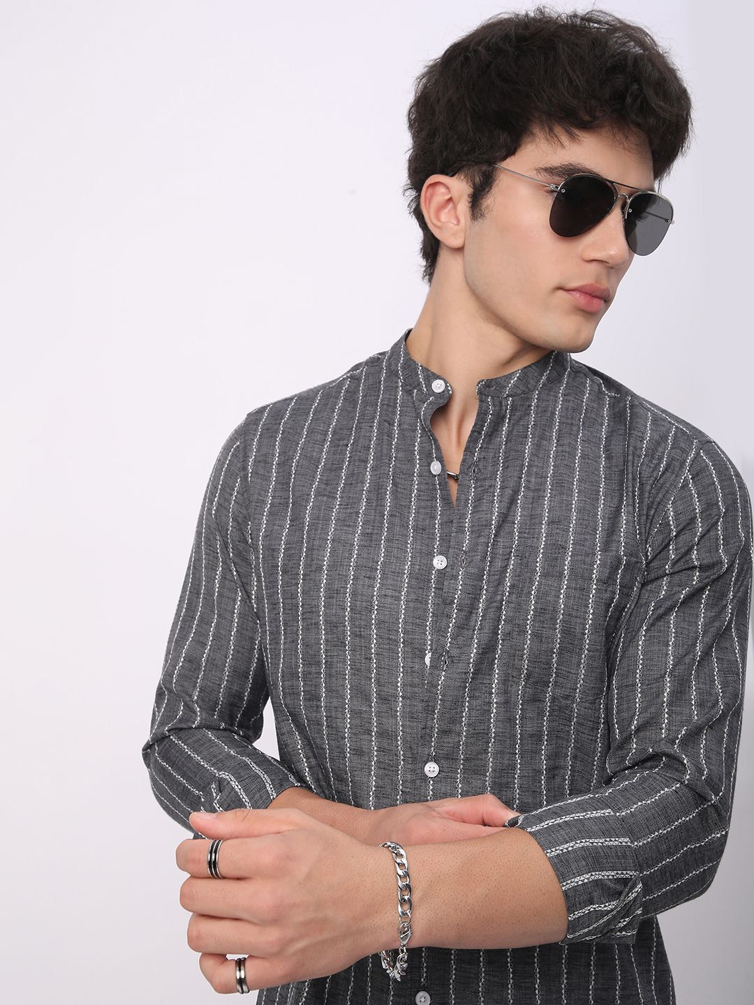 VASTRADO Men Classic Slim Fit Opaque Striped Casual Shirt
