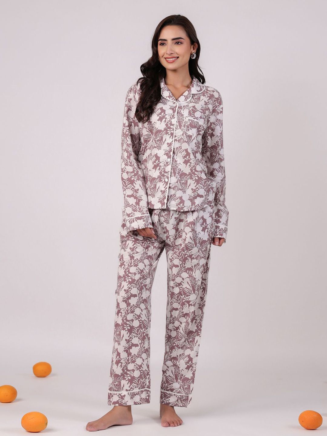 SANSKRUTIHOMES Women Printed Pure Cotton Night suit