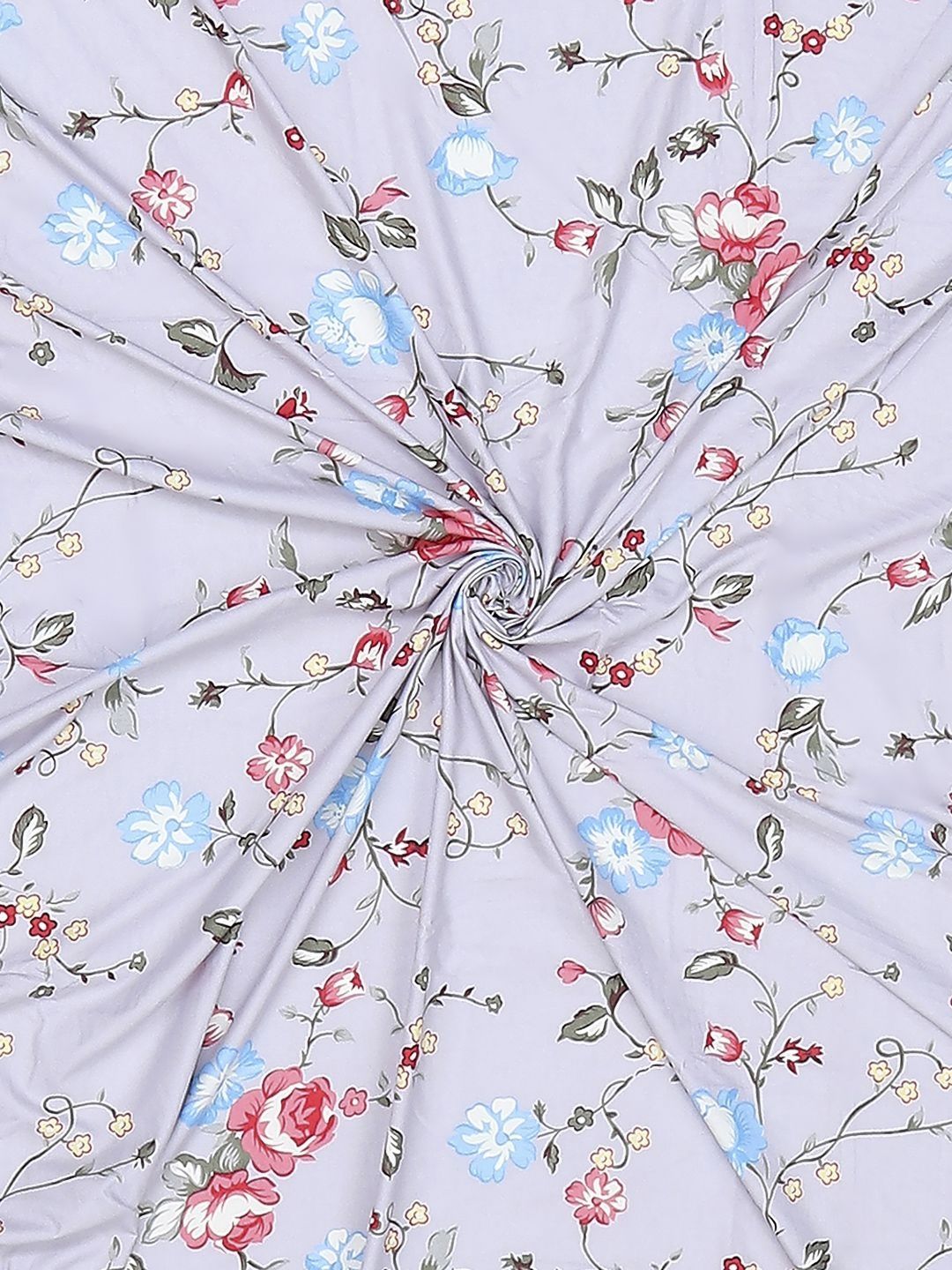 Monte Carlo Edmond Blue & Pink Floral Printed 144 TC King Bedsheet Set 2.70 m x 2.70 m