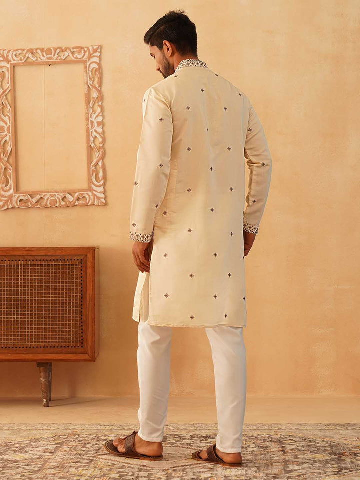 Jompers Floral Embroidered Sequinned Straight Kurta with Pyjamas