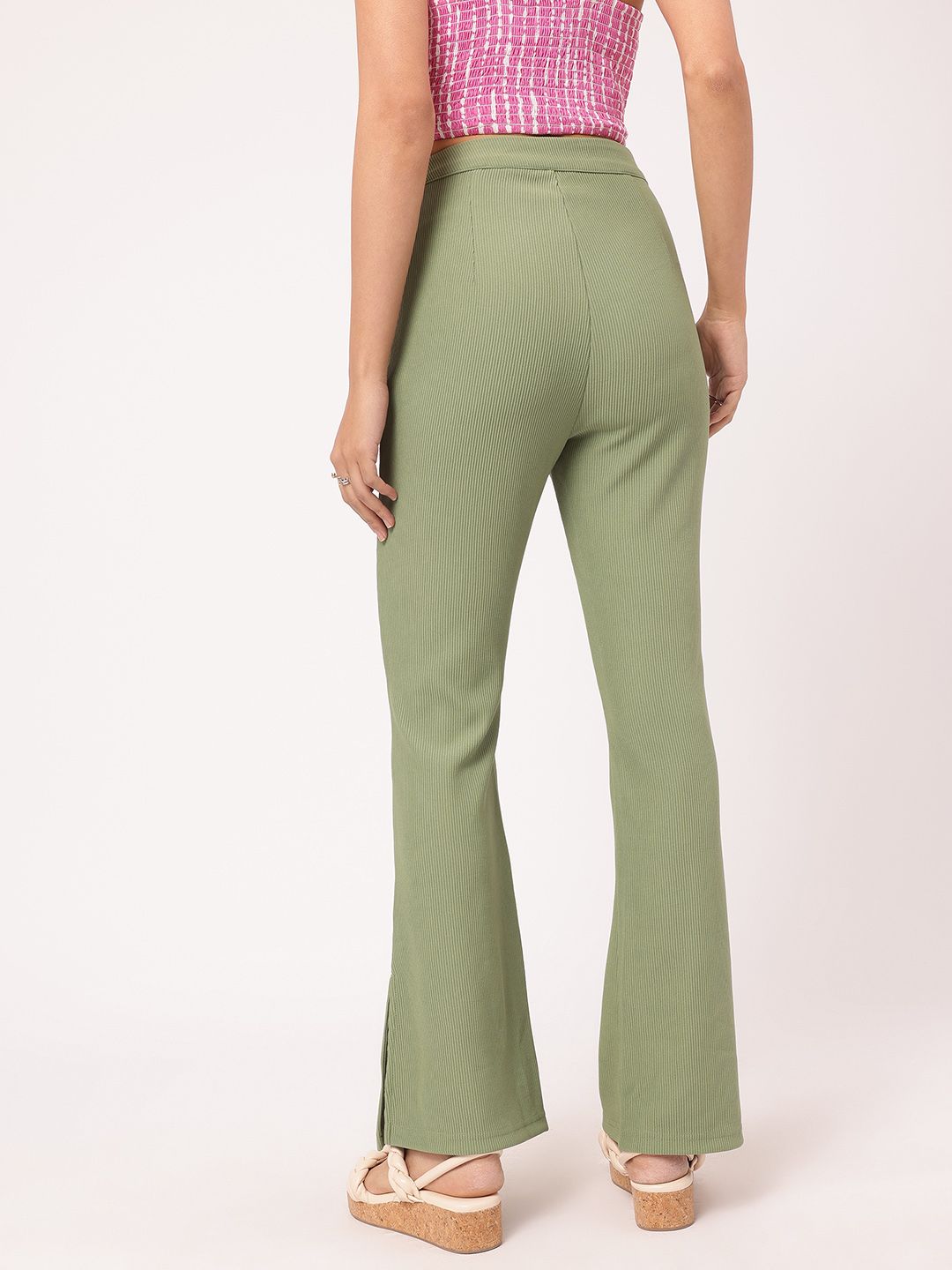 DressBerry Women Elegant Essence Self Striped Trousers