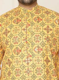 SOJANYA PLUS Motif Etnik Bercetak Linen Kapas Kurta Lurus dengan Piyama