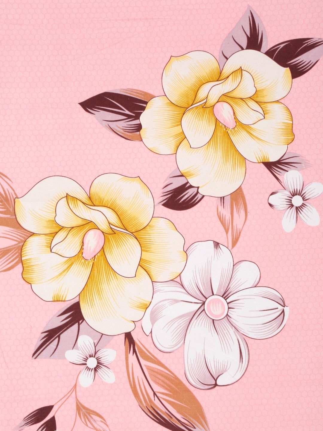 Myntra Elegant Homes Pink Floral Cotton 300 TC Fitted King Fine Bedsheet with 2 Pillow Covers-98 x 89 inches