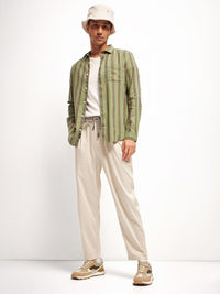 THE BEAR HOUSE Men Slim Fit Tartan Checks Opaque Striped Casual Shirt