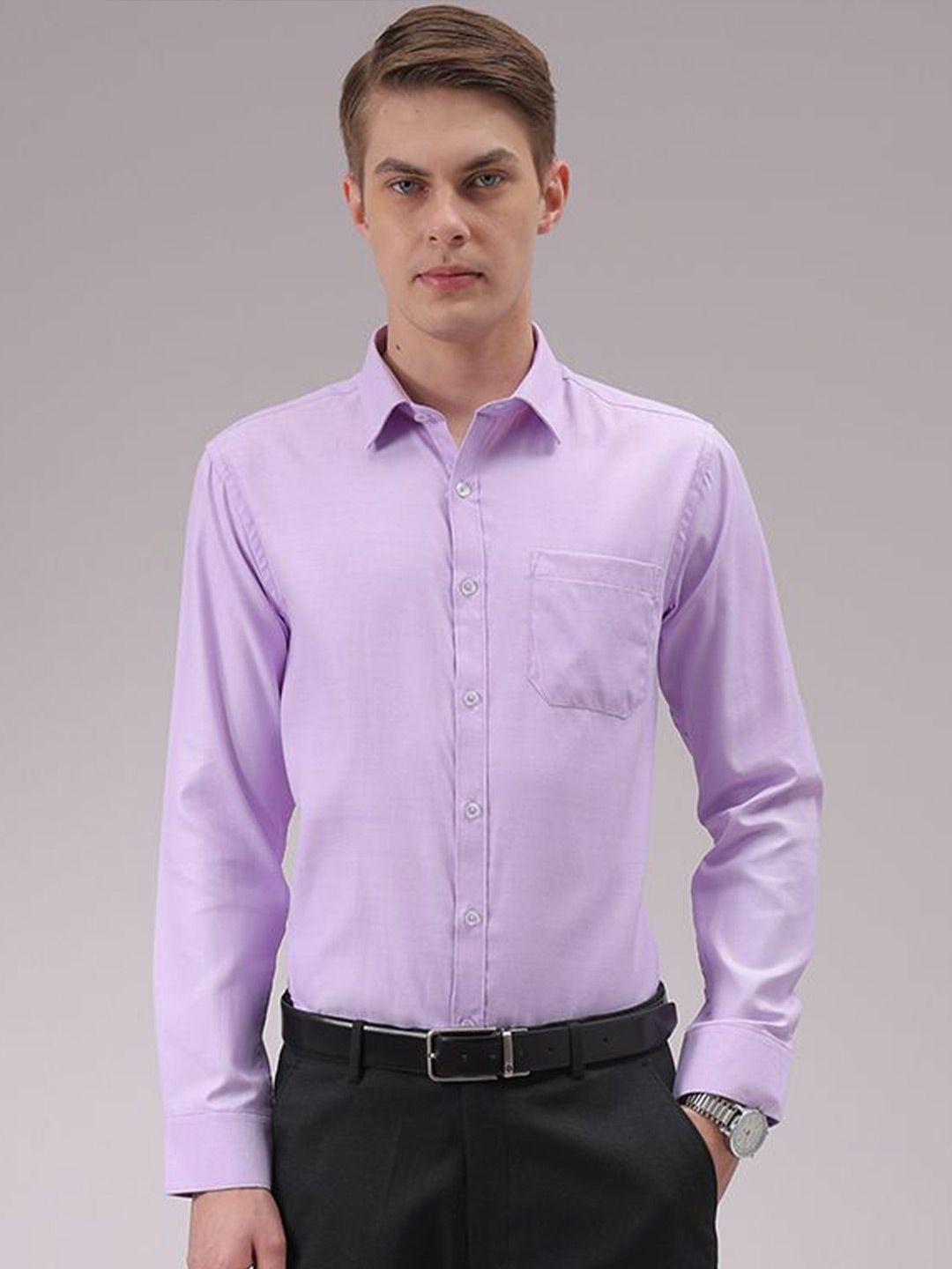 The Indian Garage Co. X Luxe Men Cutaway Collar Solid Slim Fit Formal Shirt