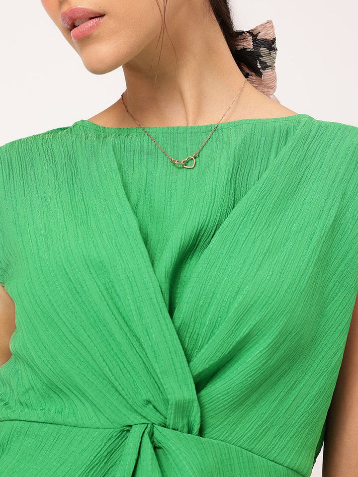 DressBerry Luxe Layering Textured Pleated Cinched Waist Top