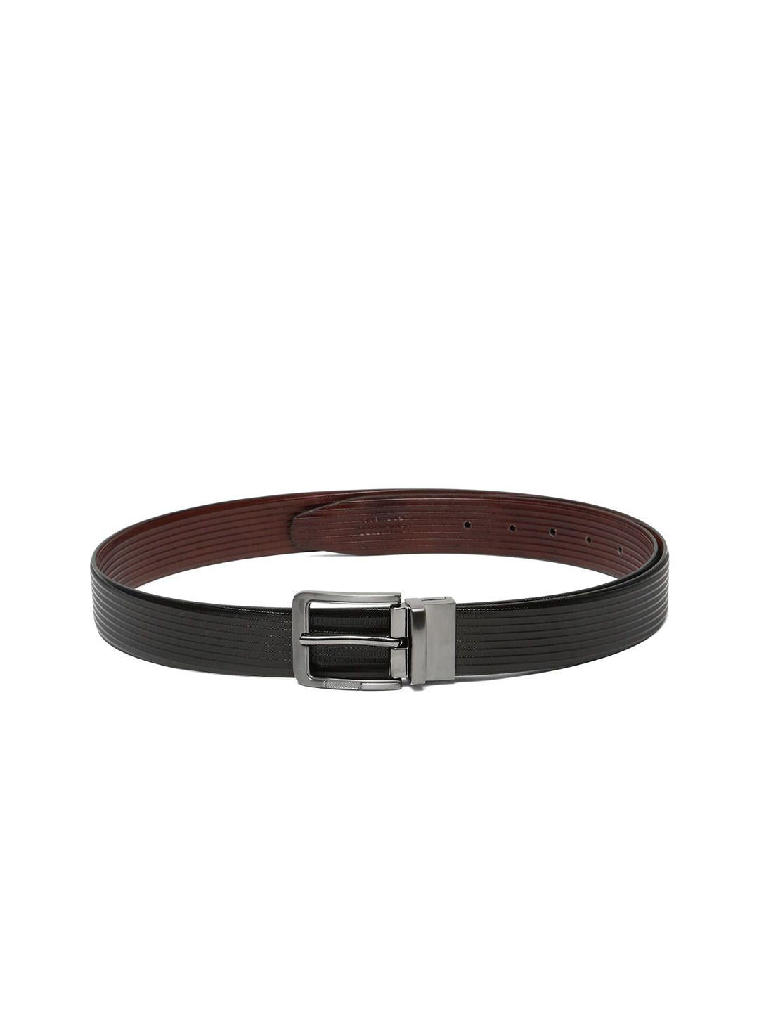 Teakwood Leathers Men Textured Leather Reversible Formal Belt