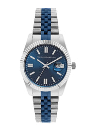 Sambungan Perancis Lelaki Dail Corak & Gelang Keluli Tahan Karat Tali Analog Watch FCP41USM