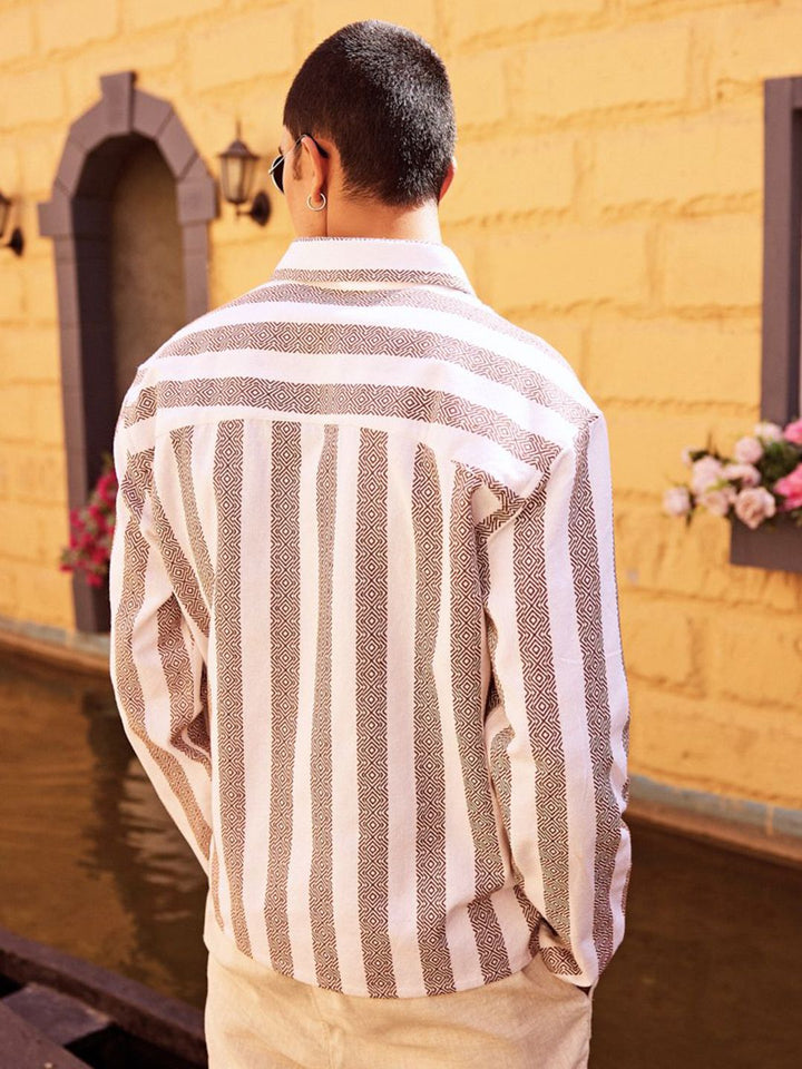 VASTRADO Classic Striped Polo Collar Jacquard Slim Fit Cotton T-Shirt