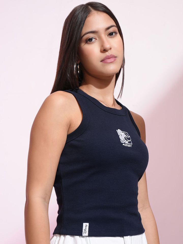Tokyo Talkies Disney Women Mickey Mouse Embroidered Crop Tank Top