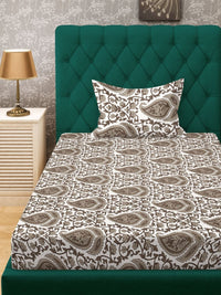 Myntra Elegant Homes Beige Paisley Polycotton Breathable 300 TC Single Cadar Halus dengan Sarung Bantal-89 x 59 inci