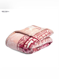 Monte Carlo Peach & White Floral Printed Heavy Winter 1000 GSM Double Bed Blankets