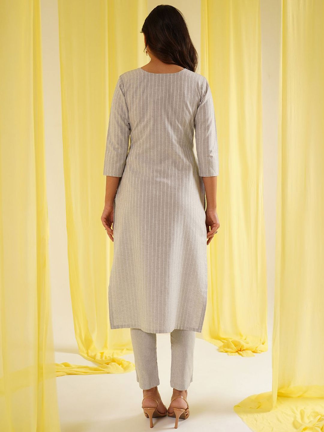 KALINI Women Embroidered Sequinned Kurta with Trousers