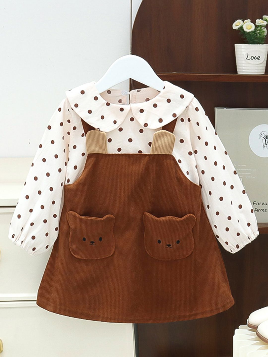 YK Girls Pack of 2 Polka Dots Printed Pinafore Dress