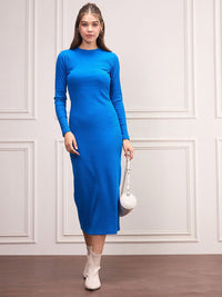 SASSAFRAS Women Round Neck Bodycon Midi Dress