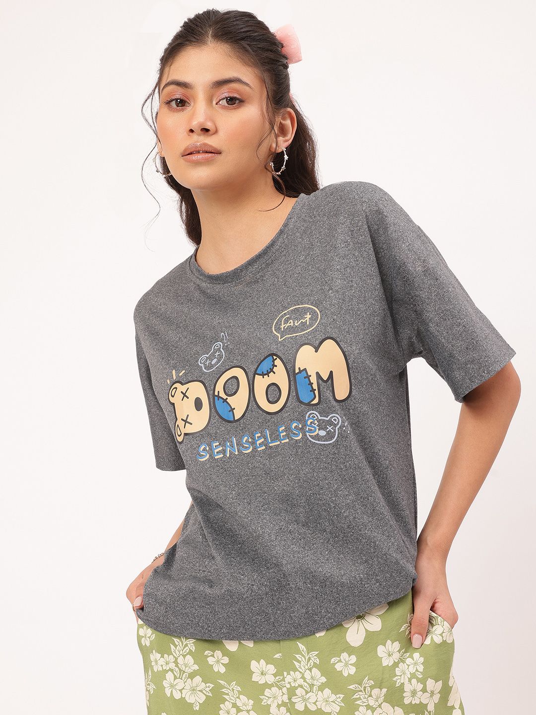 DressBerry Cuddly Crew Printed Relaxed Fit Tee