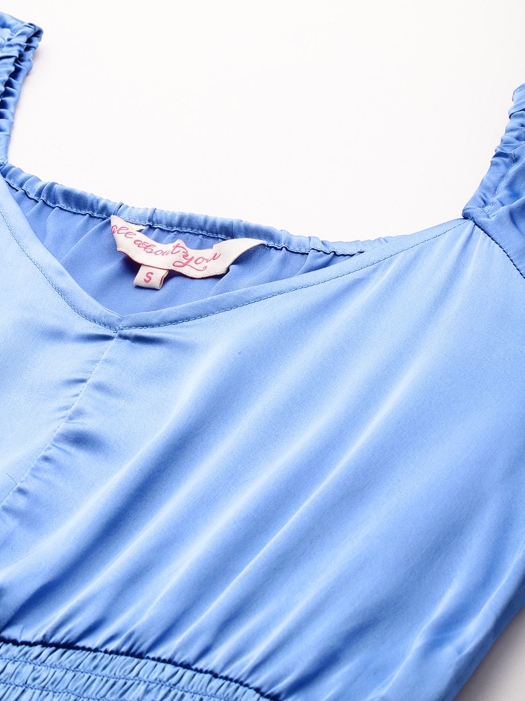 all about you Satin Finish Smocked Maxi Dress