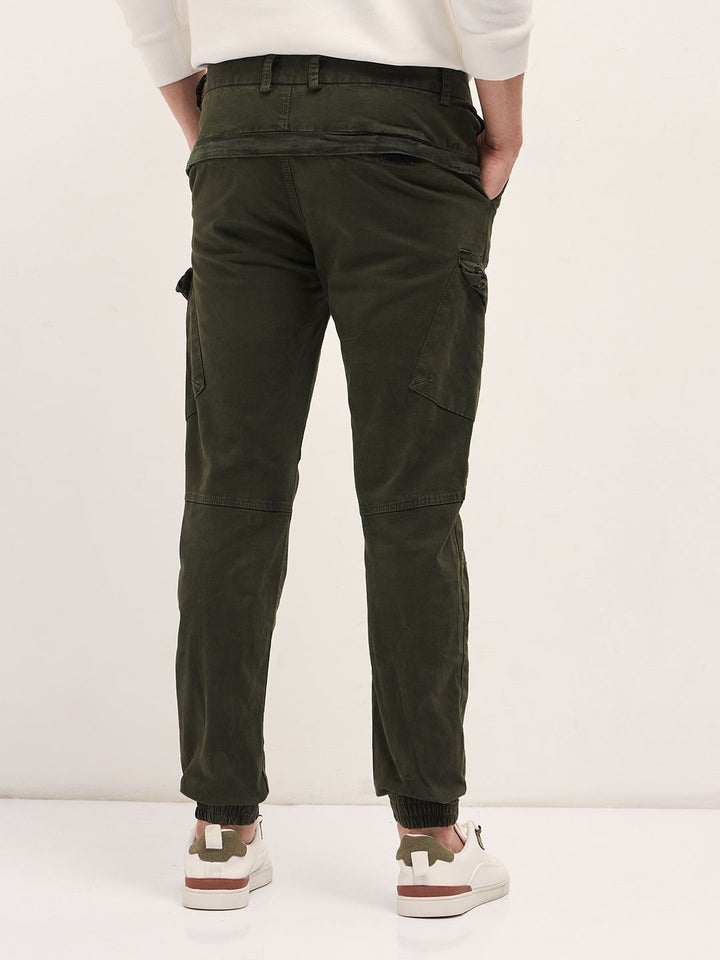 THE BEAR HOUSE Men Cotton Solid Slim Fit Cargo