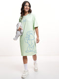 Tokyo Talkies Women Disney Thumper Graphic Printed Boxy Mini Cotton TShirt Dress