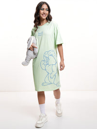 Tokyo Talkies Women Disney Thumper Graphic Printed Boxy Mini Cotton TShirt Dress